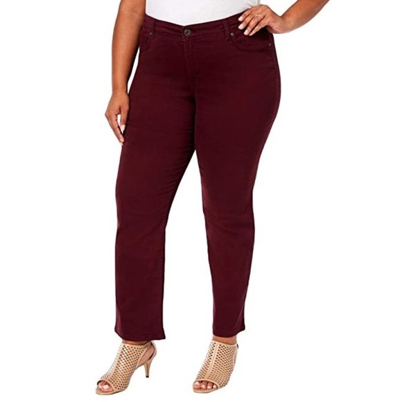 Style & Co Women's Curvy Fit Skinny Fashion Jeans Brown Size 16